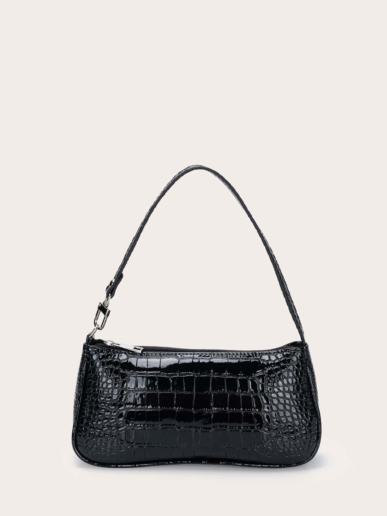 Minimalist Crocodile Pattern Shoulder Bag Bag All-Match Women's Underarm Purse Waterproof,Lightweight,Business Casual Crocodile Bag For Teen Girls Women College Students,Rookies & White-Collar Workers