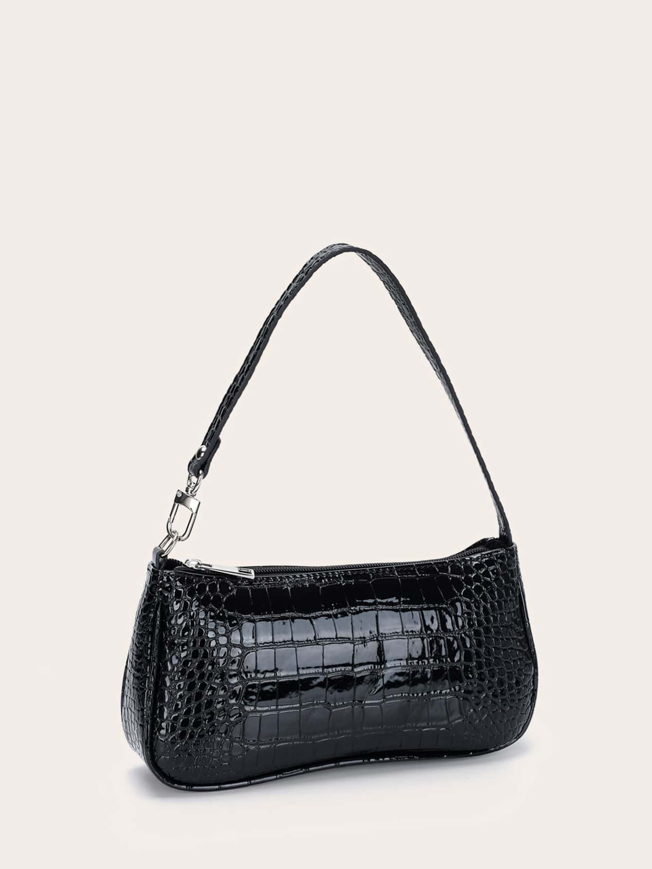 Minimalist Crocodile Pattern Shoulder Bag Bag All-Match Women's Underarm Purse Waterproof,Lightweight,Business Casual Crocodile Bag For Teen Girls Women College Students,Rookies & White-Collar Workers