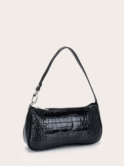 Minimalist Crocodile Pattern Shoulder Bag Bag All-Match Women's Underarm Purse Waterproof,Lightweight,Business Casual Crocodile Bag For Teen Girls Women College Students,Rookies & White-Collar Workers