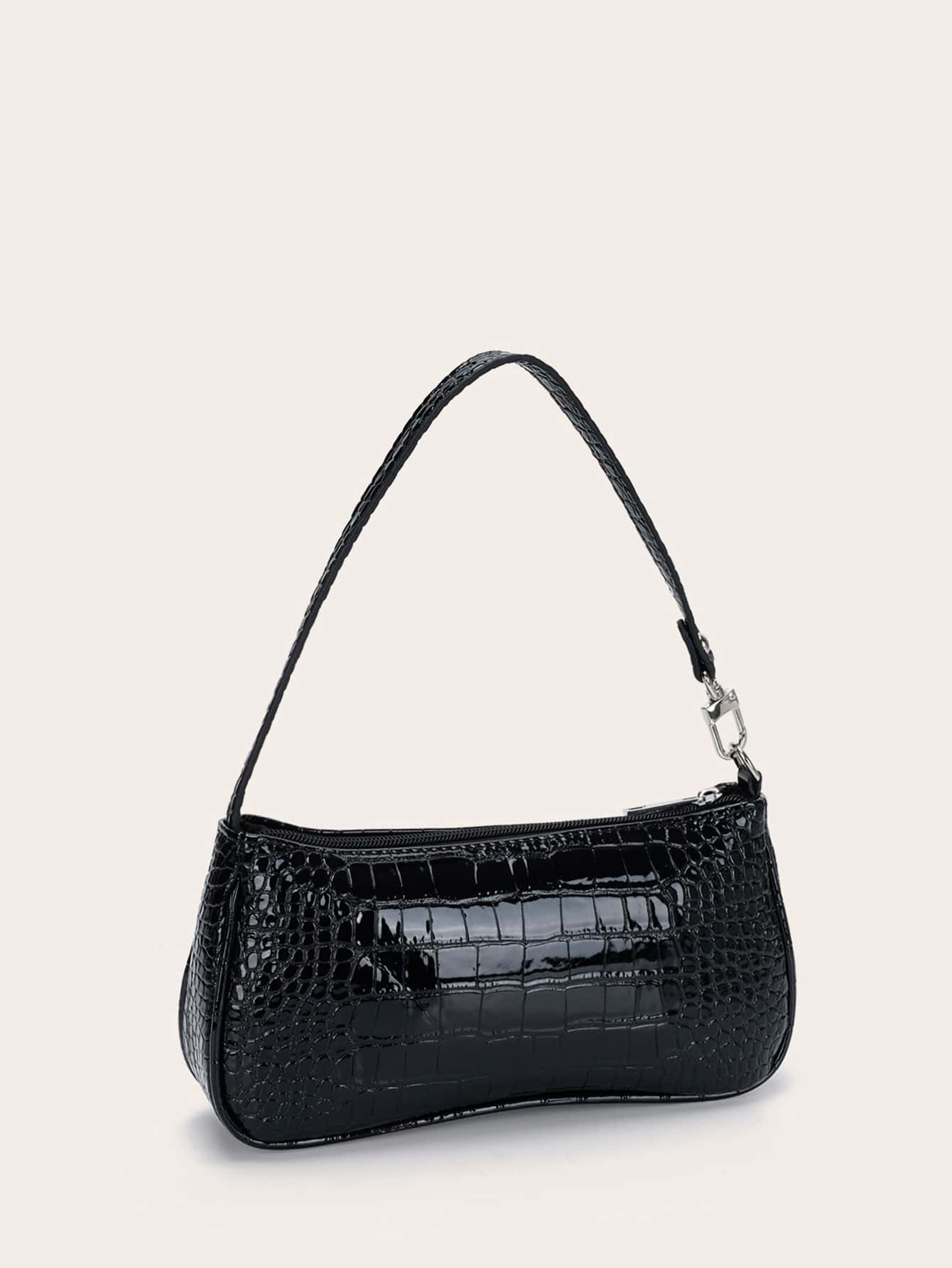 Minimalist Crocodile Pattern Shoulder Bag Bag All-Match Women's Underarm Purse Waterproof,Lightweight,Business Casual Crocodile Bag For Teen Girls Women College Students,Rookies & White-Collar Workers