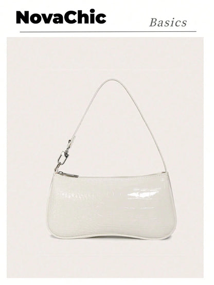Minimalist Crocodile Pattern Shoulder Bag Bag All-Match Women's Underarm Purse Waterproof,Lightweight,Business Casual Crocodile Bag For Teen Girls Women College Students,Rookies & White-Collar Workers