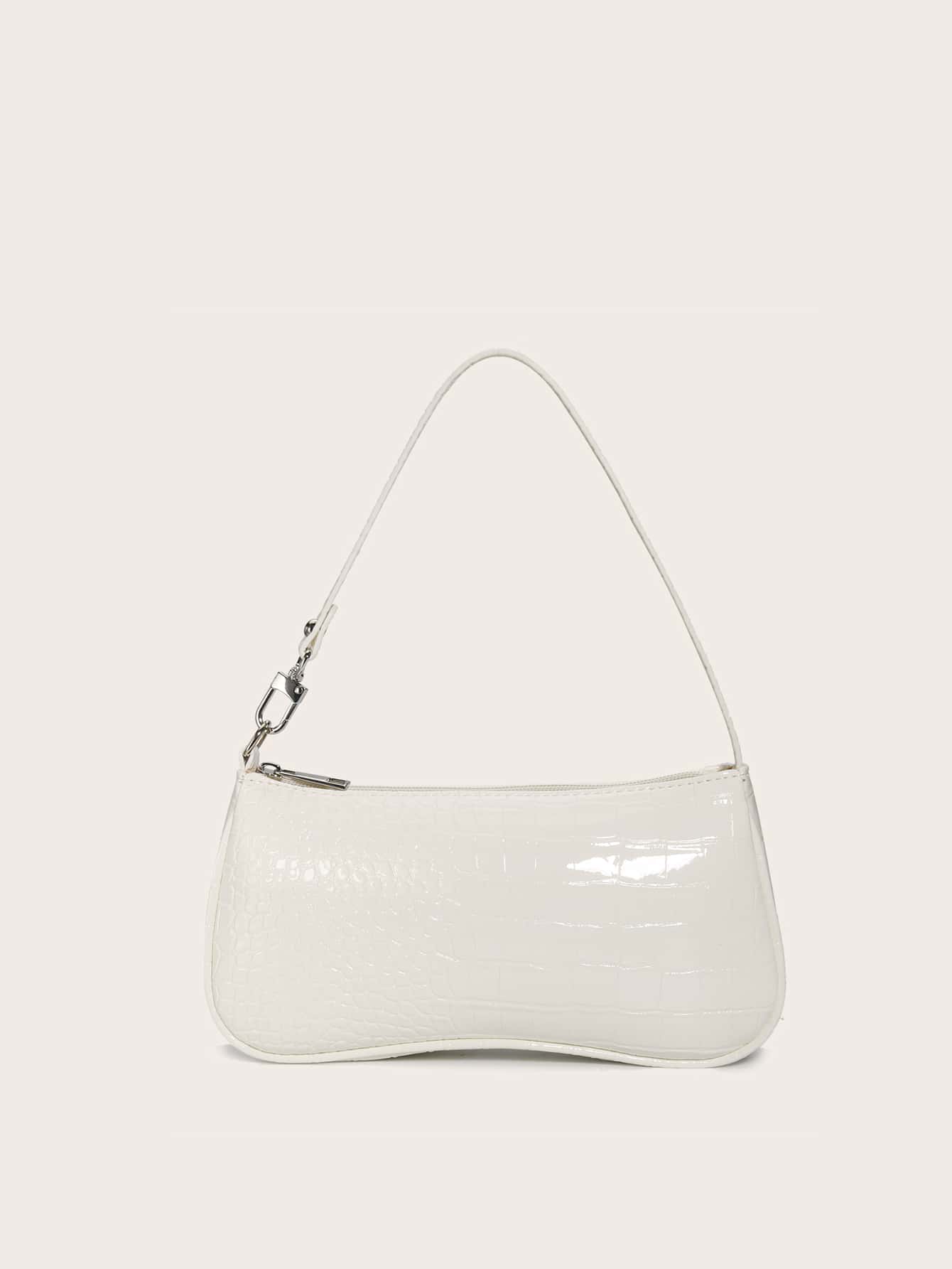 Minimalist Crocodile Pattern Shoulder Bag Bag All-Match Women's Underarm Purse Waterproof,Lightweight,Business Casual Crocodile Bag For Teen Girls Women College Students,Rookies & White-Collar Workers