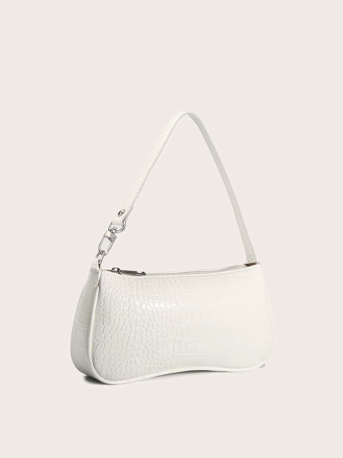 Minimalist Crocodile Pattern Shoulder Bag Bag All-Match Women's Underarm Purse Waterproof,Lightweight,Business Casual Crocodile Bag For Teen Girls Women College Students,Rookies & White-Collar Workers