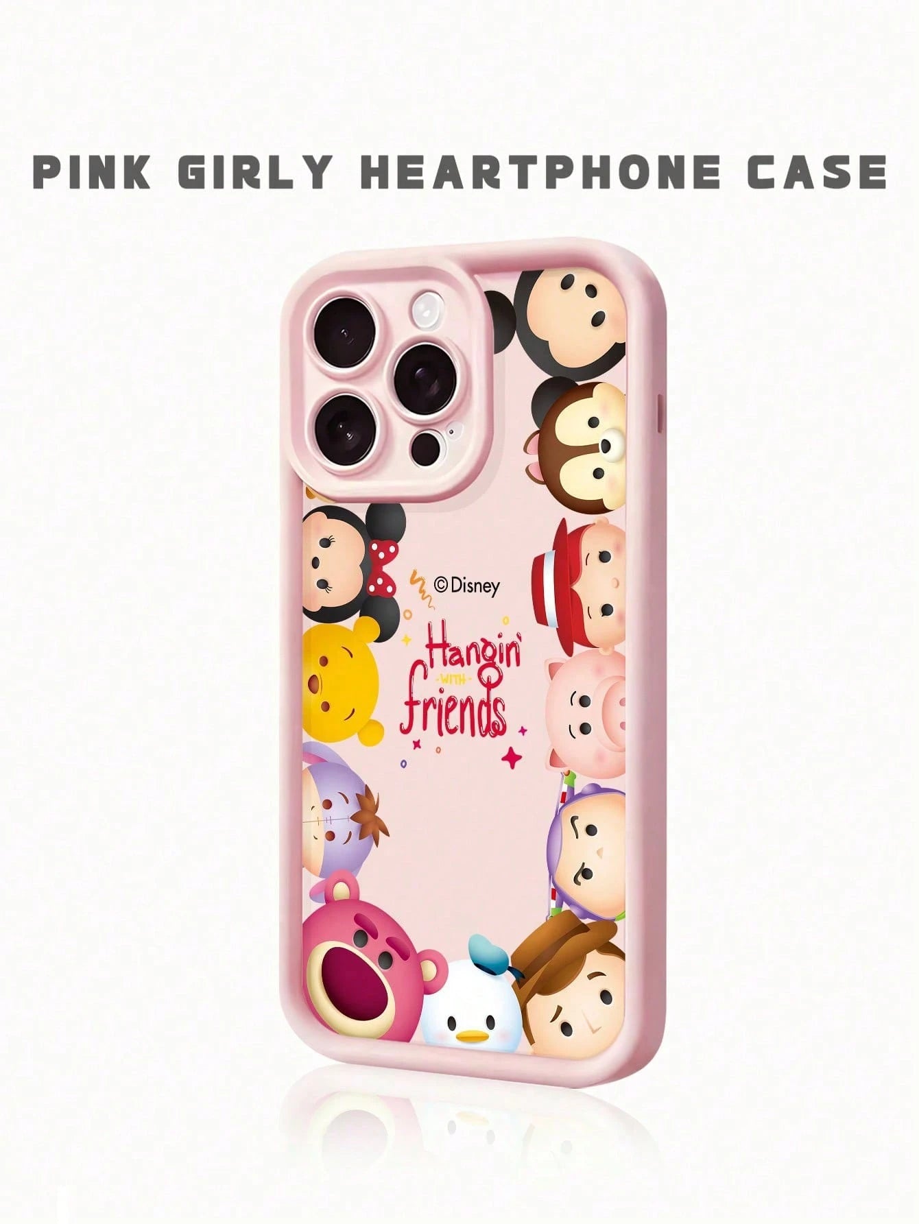 Miniso 1pc New Authorized Disney Creative Pattern Unique Transparent Cow Print Thick Shockproof Protective Phone Case Suitable For Apple Series IPhone 17 ProMax/Air, 16, 11/12/13/14 Plus/XR/7/8 Plus/1