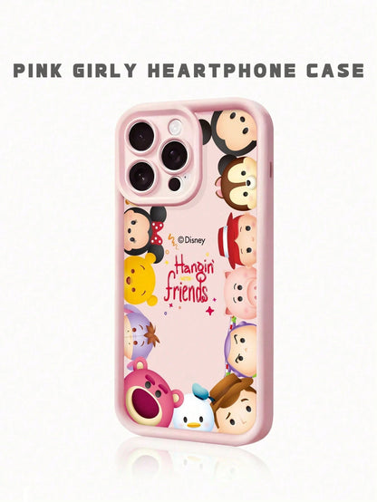 Miniso 1pc New Authorized Disney Creative Pattern Unique Transparent Cow Print Thick Shockproof Protective Phone Case Suitable For Apple Series IPhone 17 ProMax/Air, 16, 11/12/13/14 Plus/XR/7/8 Plus/1