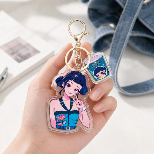 MINISO Demon Hunter Girl Group IP Acrylic Keychain Creative Character Charm Back To School Backpack Pendant Durable Aesthetic Kawaii Accessory For Daily Decor