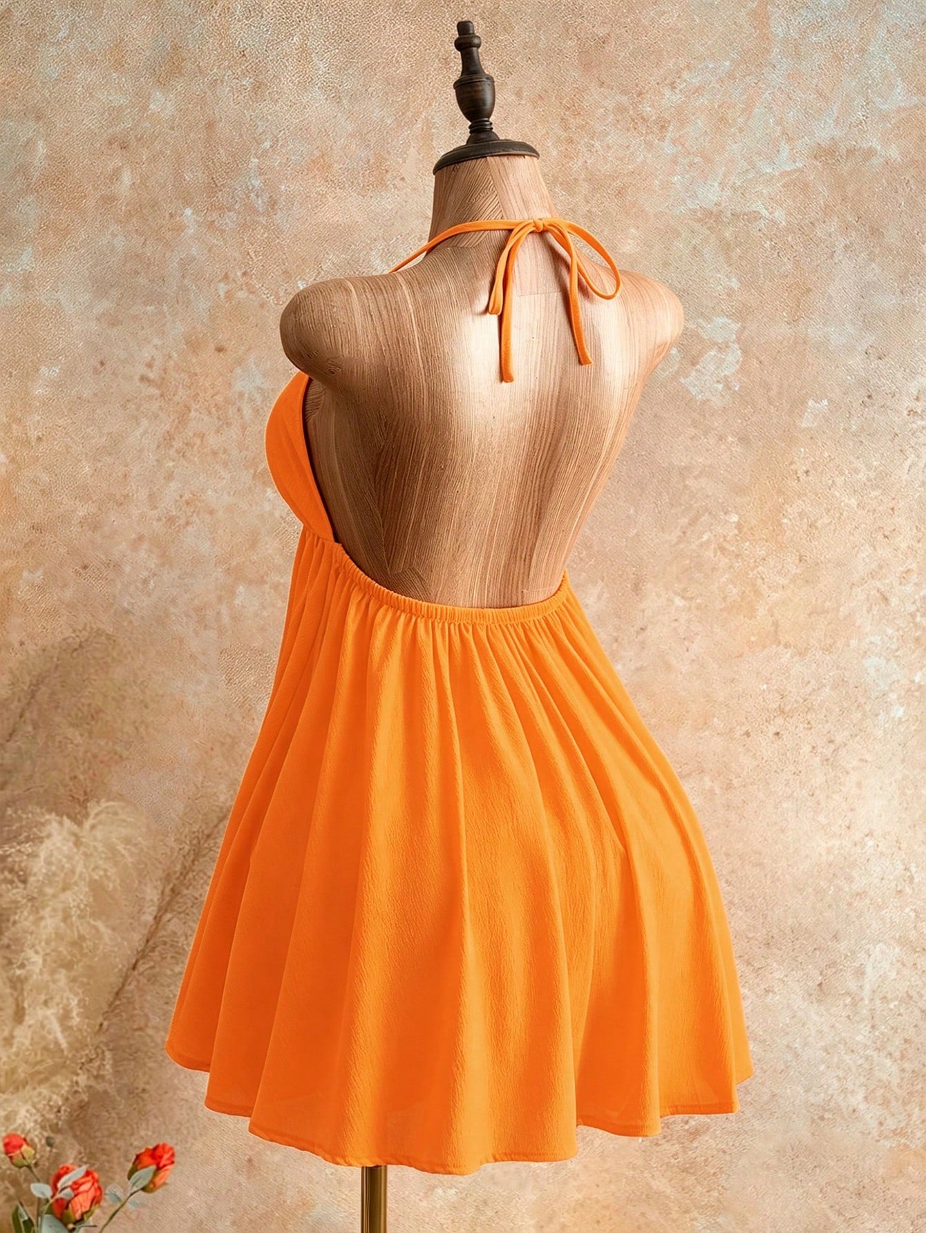 Mistrie Summer Beach Vacation New Textured Light Yellow Spaghetti Strap Puff Dress, Sexy Open Back Umbrella Mini Dress Dress For Women
