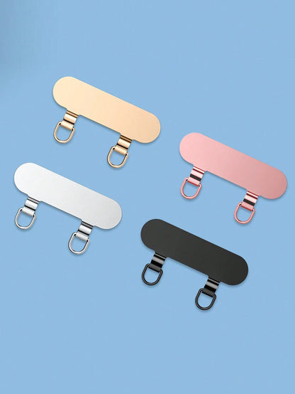 Mobile Phone Lanyard Stainless Steel Clip Double Ear Metal Gasket Lanyard Fixed Thin Back Patch Anti-Lost Knot Solid Connection Piece