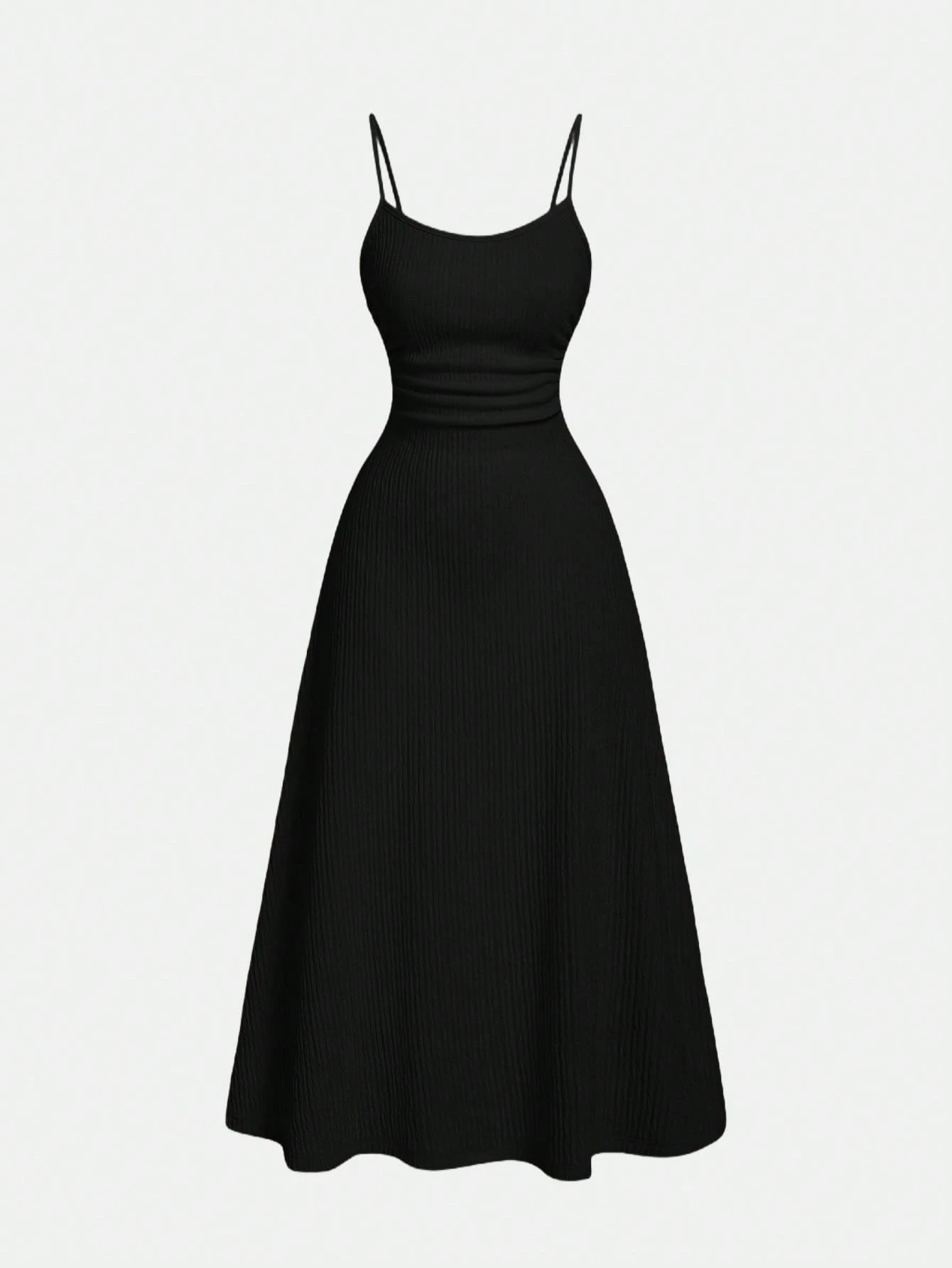 MOD Black Minimalist Versatile Spaghetti Strap Dress For Women