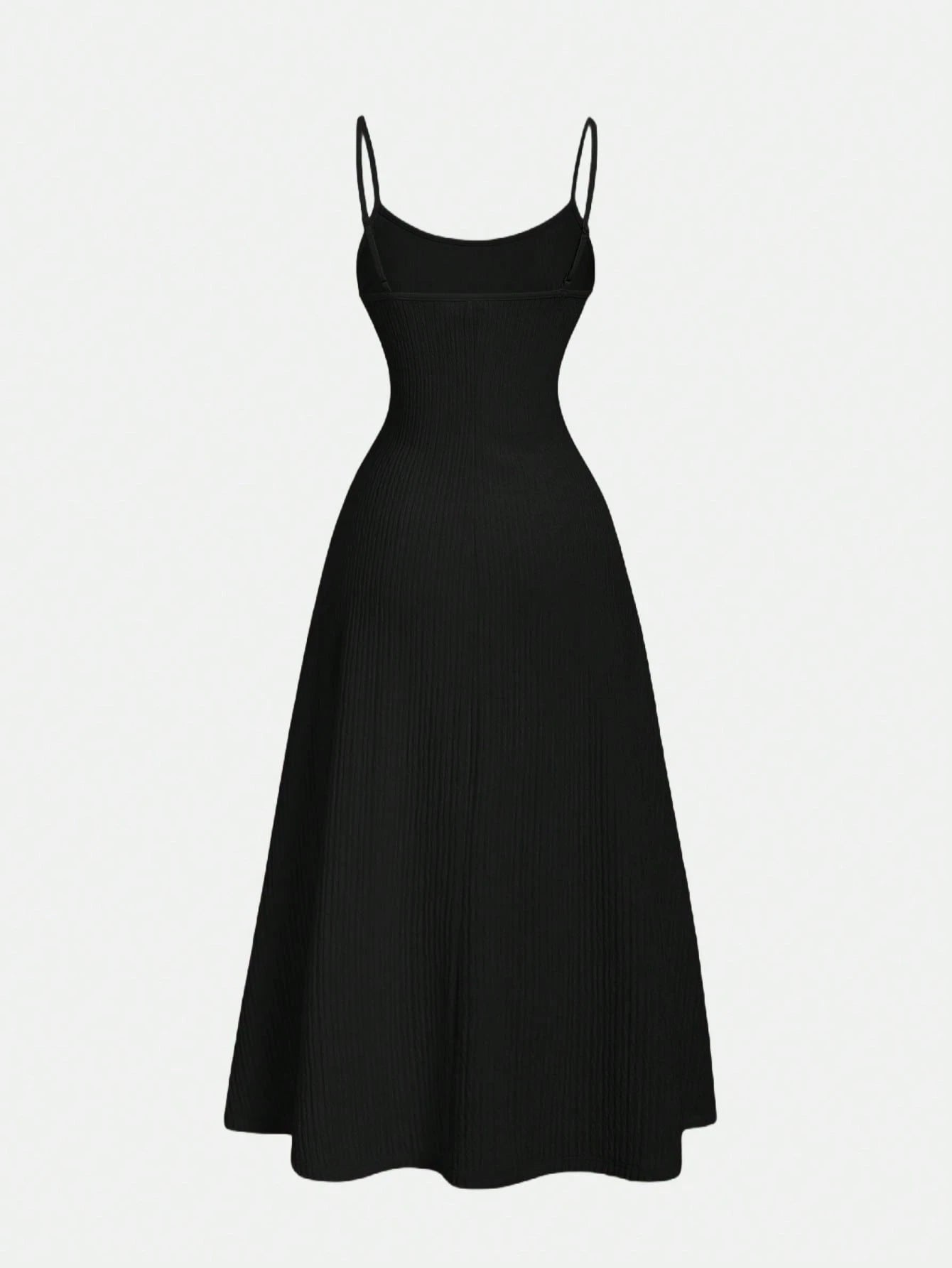 MOD Black Minimalist Versatile Spaghetti Strap Dress For Women