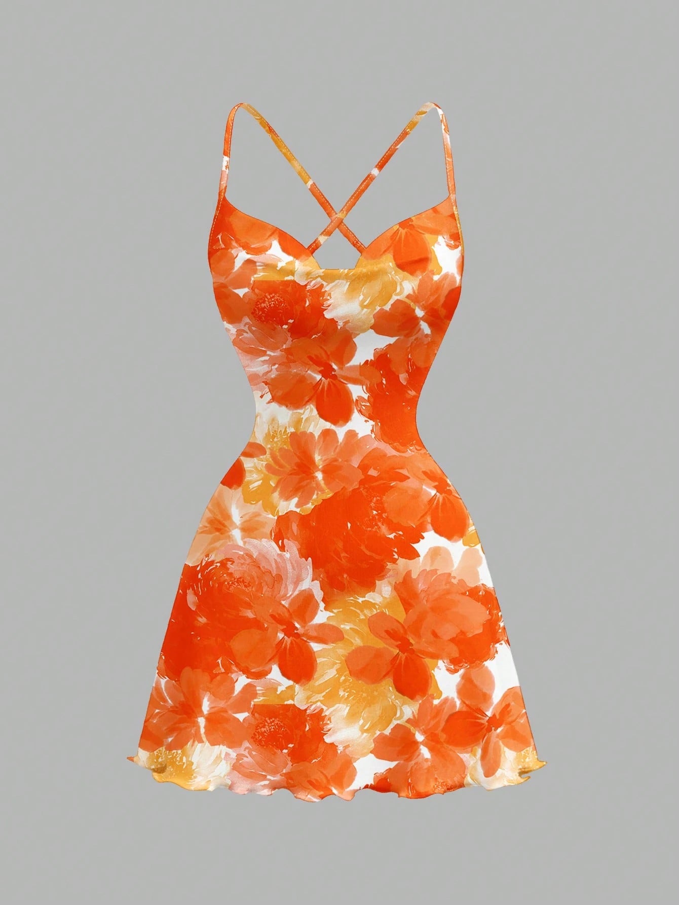 MOD Casual Minimalist Loose Fit Printed Spaghetti Strap Short Dress For Women, Suitable Summer Vacation Dresses Chic