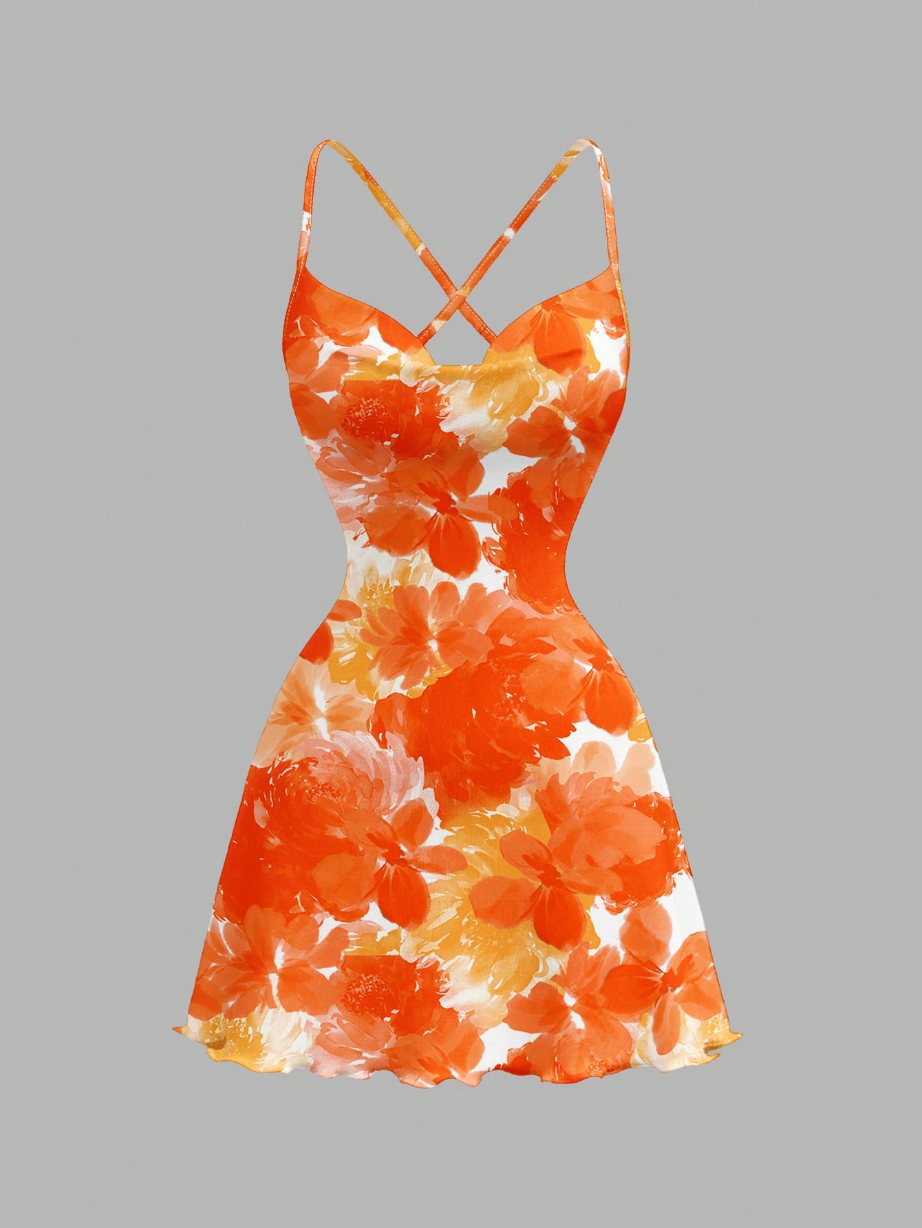 MOD Casual Minimalist Loose Fit Printed Spaghetti Strap Short Dress For Women, Suitable Summer Vacation Dresses Chic