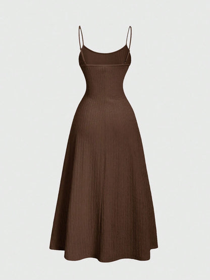 MOD Chocolate Brown Minimalist Versatile Romantic Women Dress