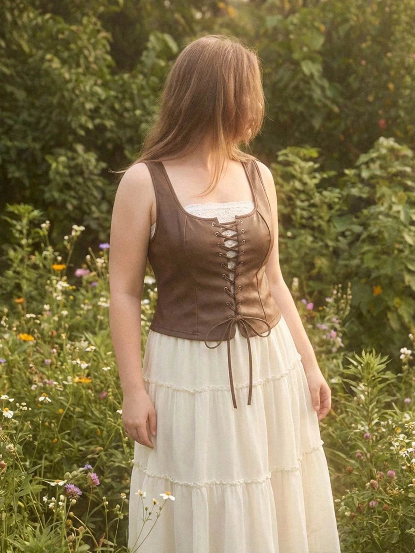 MOD Plus Size Army Green Grommets Lace-Up Retro Tank Top Plus Size Tops