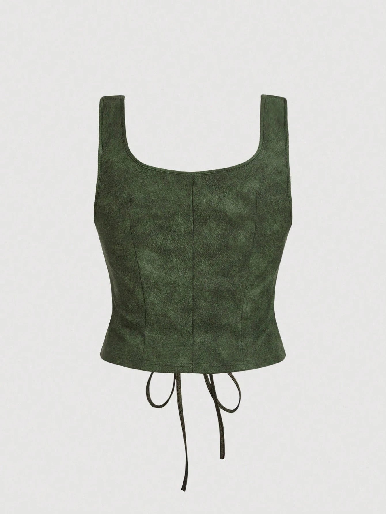 MOD Plus Size Army Green Grommets Lace-Up Retro Tank Top Plus Size Tops