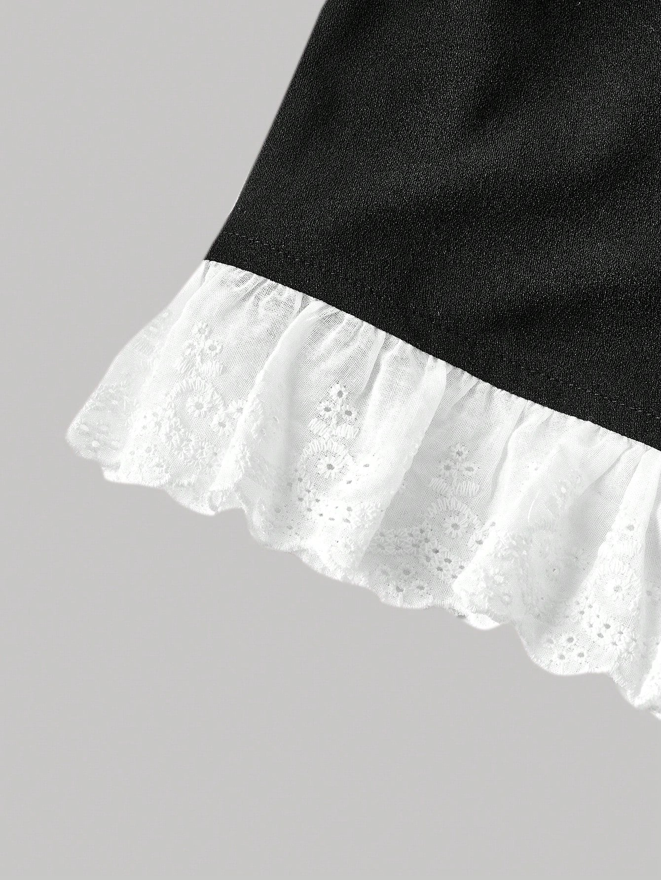 MOD Plus Size Women's Black And White Puff Sleeve Button Design Ruffle Hem Elegant Blouse,Tea Party,Carnival Costume,Autumn Spring/Summer,Casual Blouses