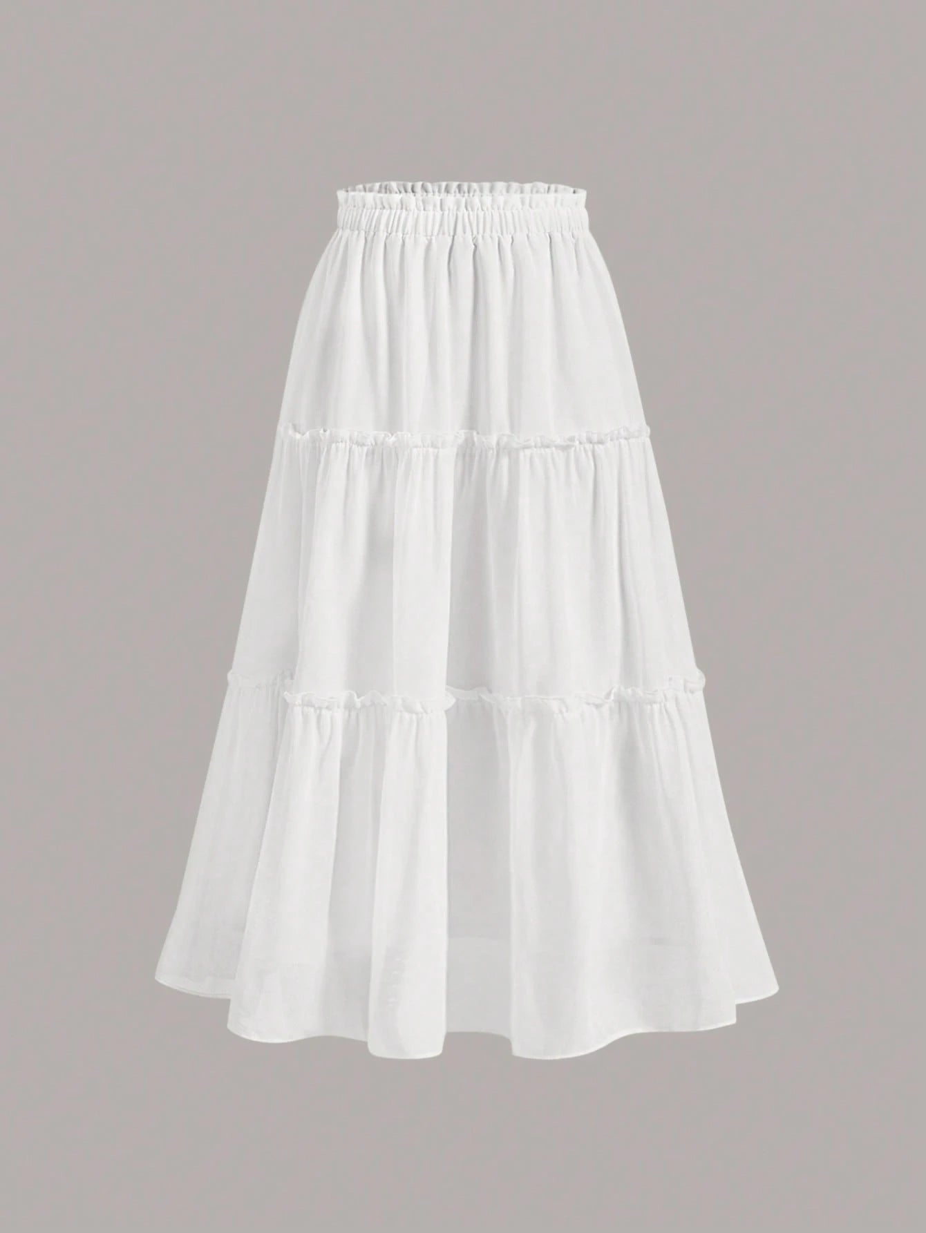 MOD Ruffle Skirt Boho Long Skirt Break Solid Frill Trim Ruffle Hem Skirt