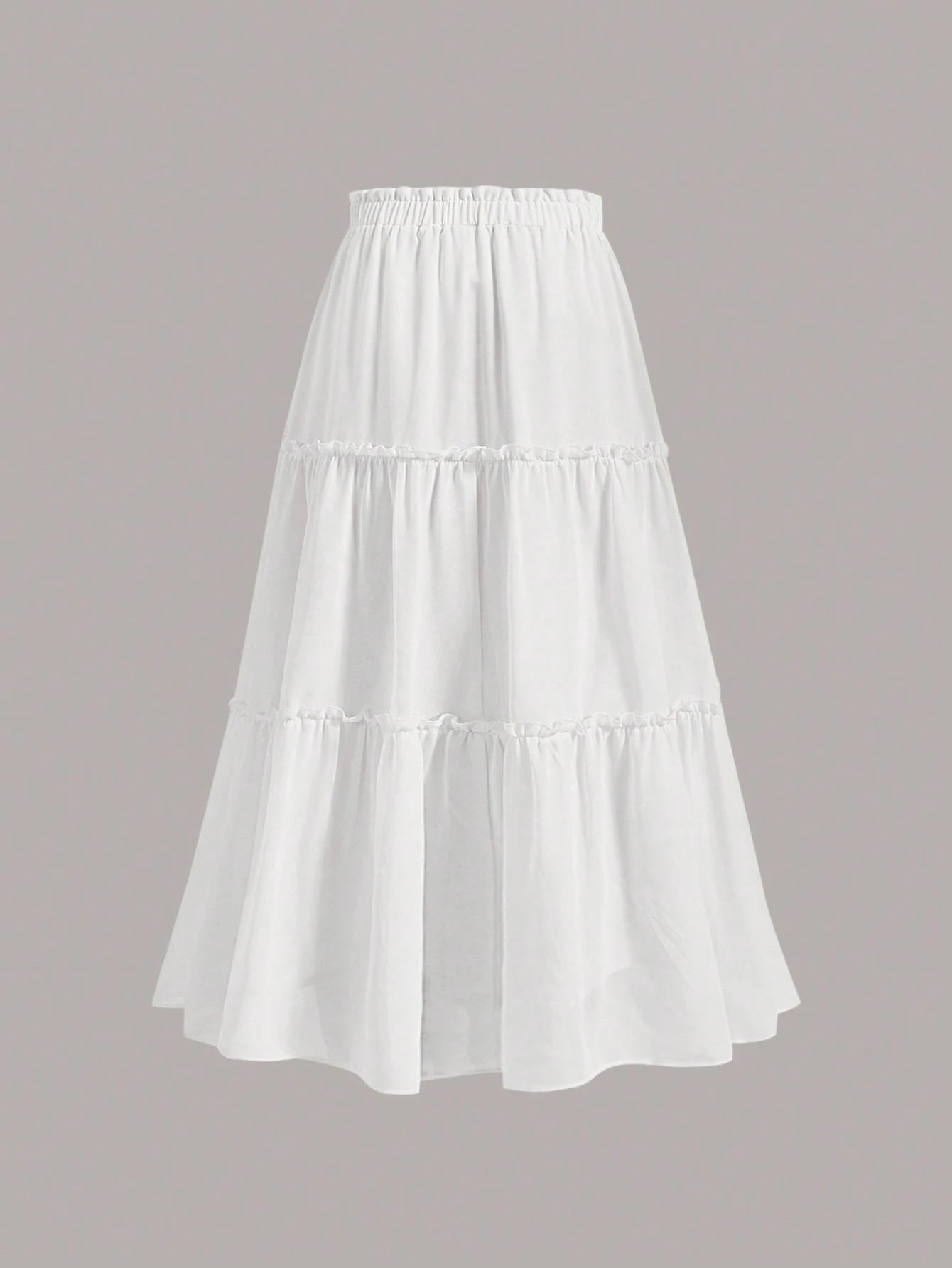 MOD Ruffle Skirt Boho Long Skirt Break Solid Frill Trim Ruffle Hem Skirt