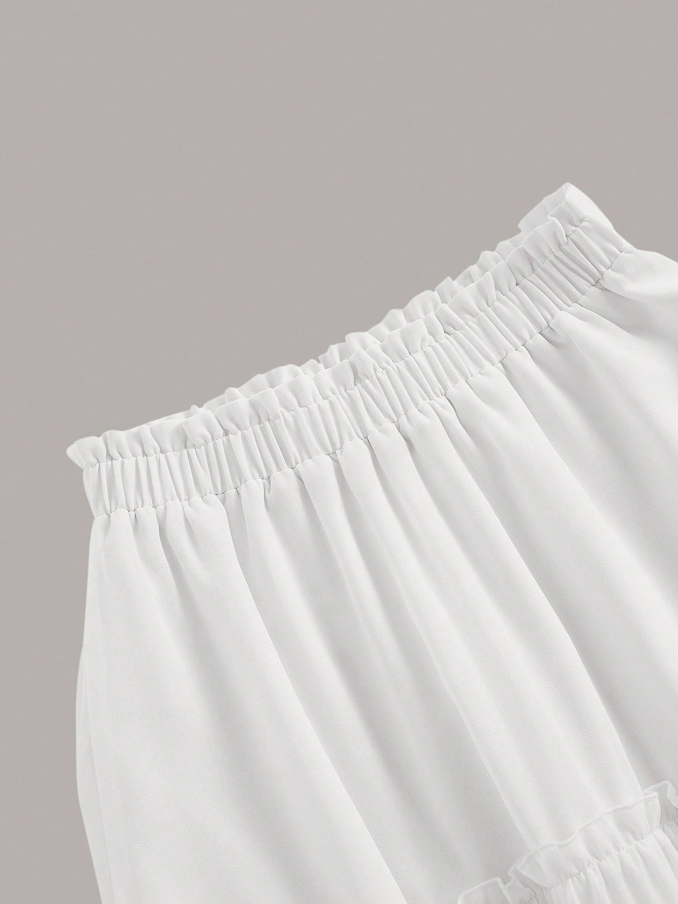 MOD Ruffle Skirt Boho Long Skirt Break Solid Frill Trim Ruffle Hem Skirt