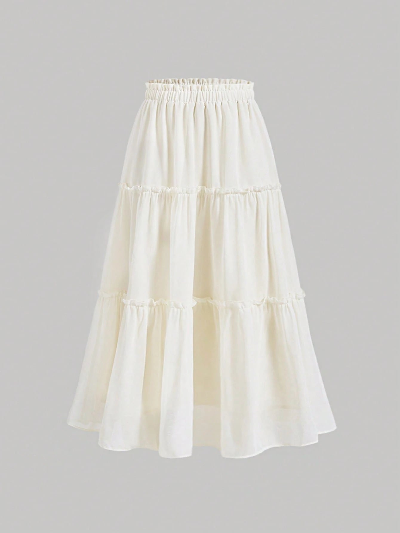 MOD Ruffle Skirt Boho Long Skirt Break Solid Frill Trim Ruffle Hem Skirt