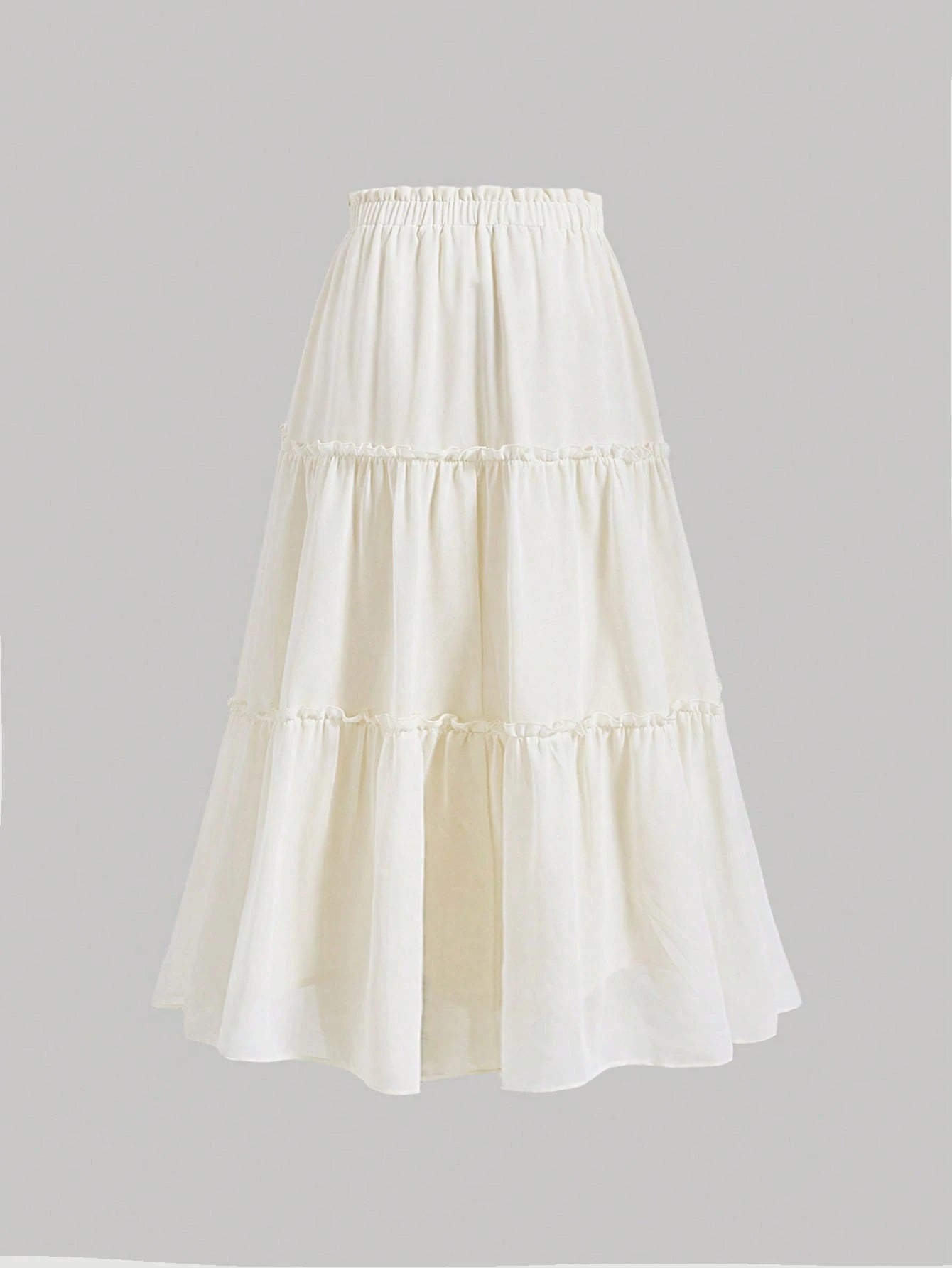 MOD Ruffle Skirt Boho Long Skirt Break Solid Frill Trim Ruffle Hem Skirt