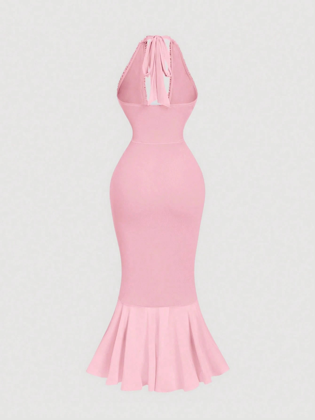 MOD Ruffle Trim Cinched Waist Bow Tie Mesh Overlay Dress,Summer Dresses For Women,Dresses For Women Summer