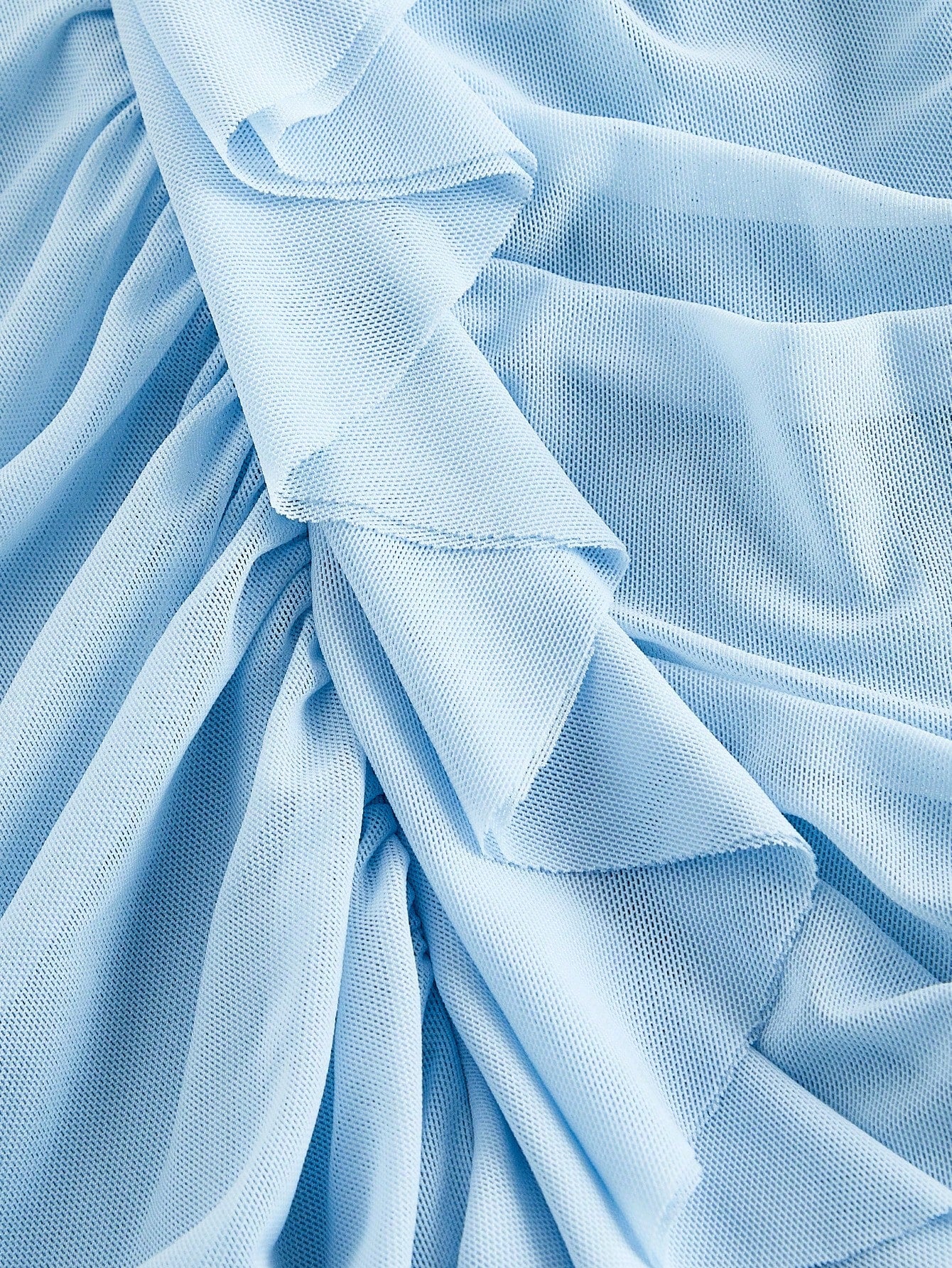 MOD Ruffle Trim Cinched Waist Bow Tie Mesh Overlay Dress,Summer Dresses For Women,Dresses For Women Summer