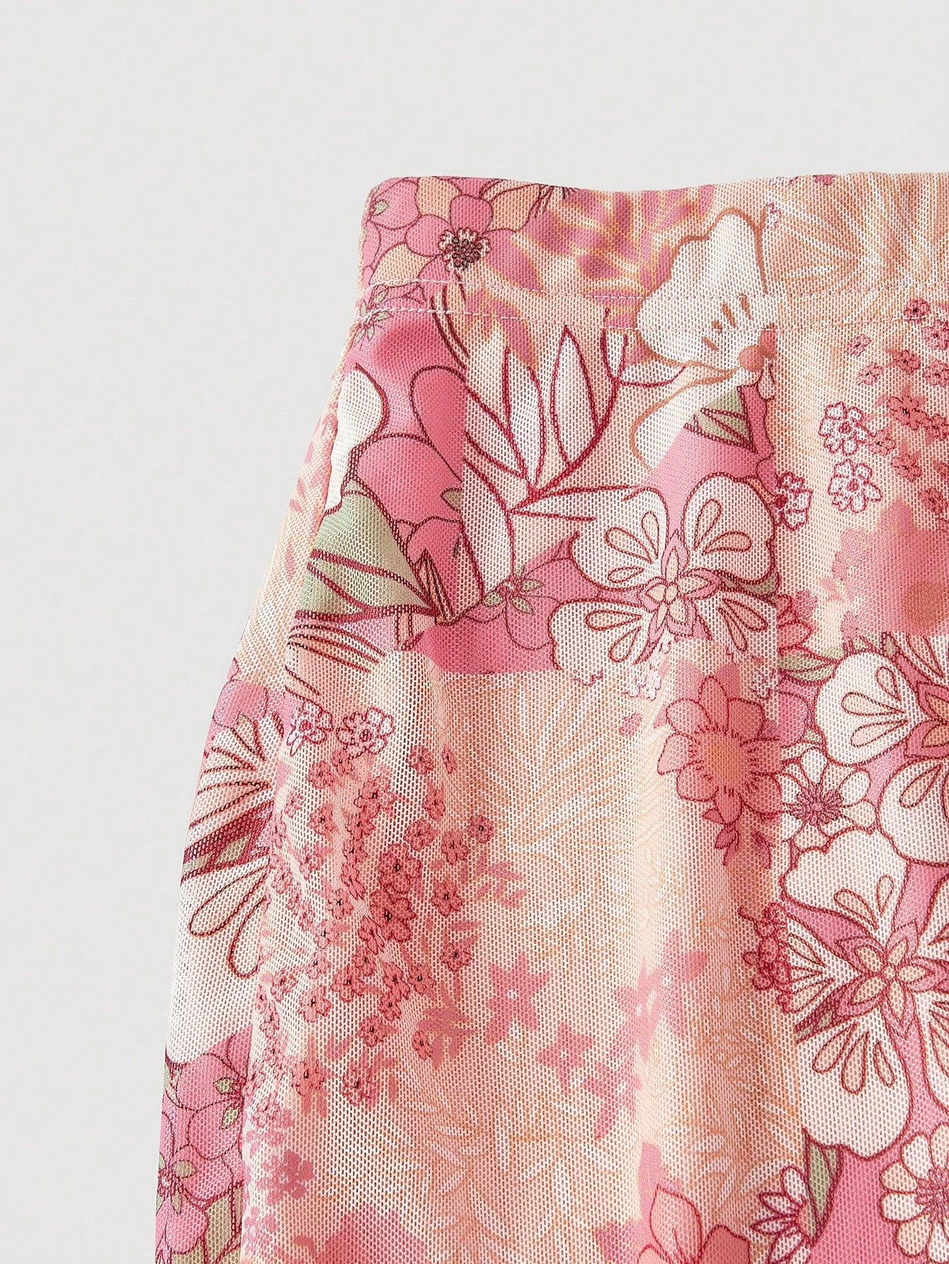 MOD Women's Dusty Pink Floral Ruffle Hem Elegant Romantic Skirt,Autumn Boho Holiday,Fairycore Country Print Beach Brunch For Christmas,Tea Party