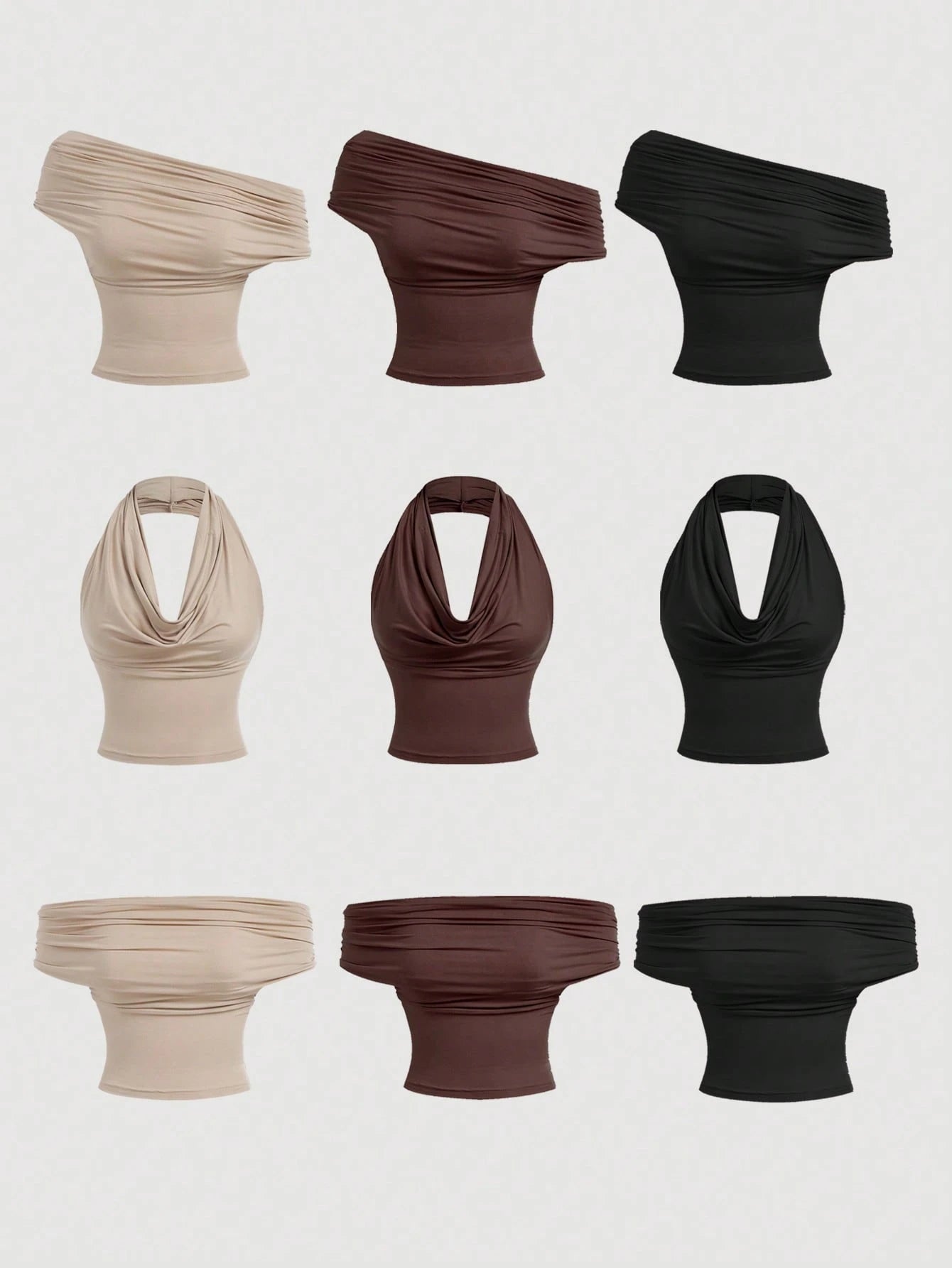 MOD Women's Plus Size 3-Way Wear Tube Top Pack,Black,Summer,Kawaii,Night Out Club Slim Fit Cowl Neck Off The Shoulder Strapless Wrap Aesthetic Tops
