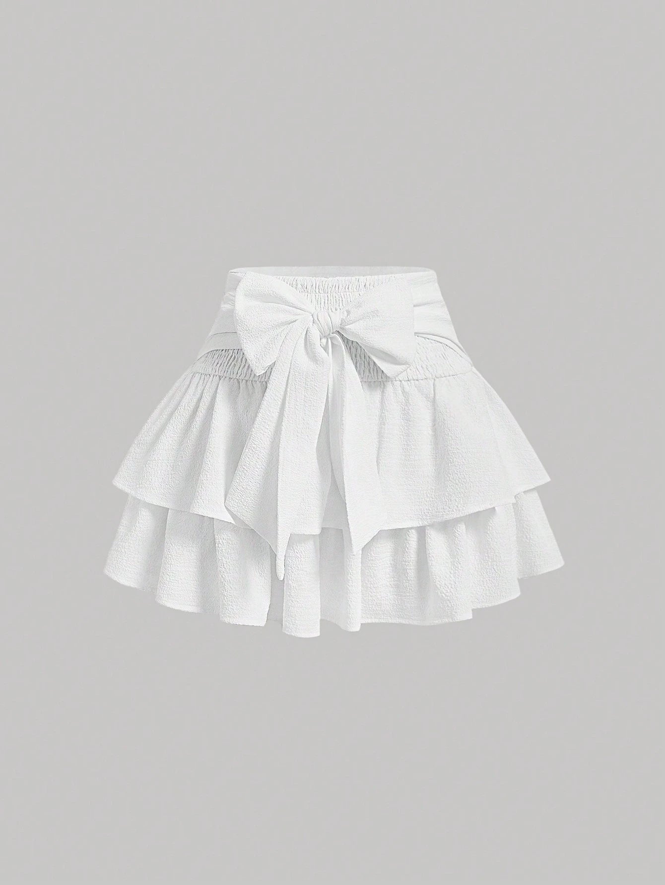 MOD Women White Tied Butterflies Multilayered Cake Hem Summer Skirt