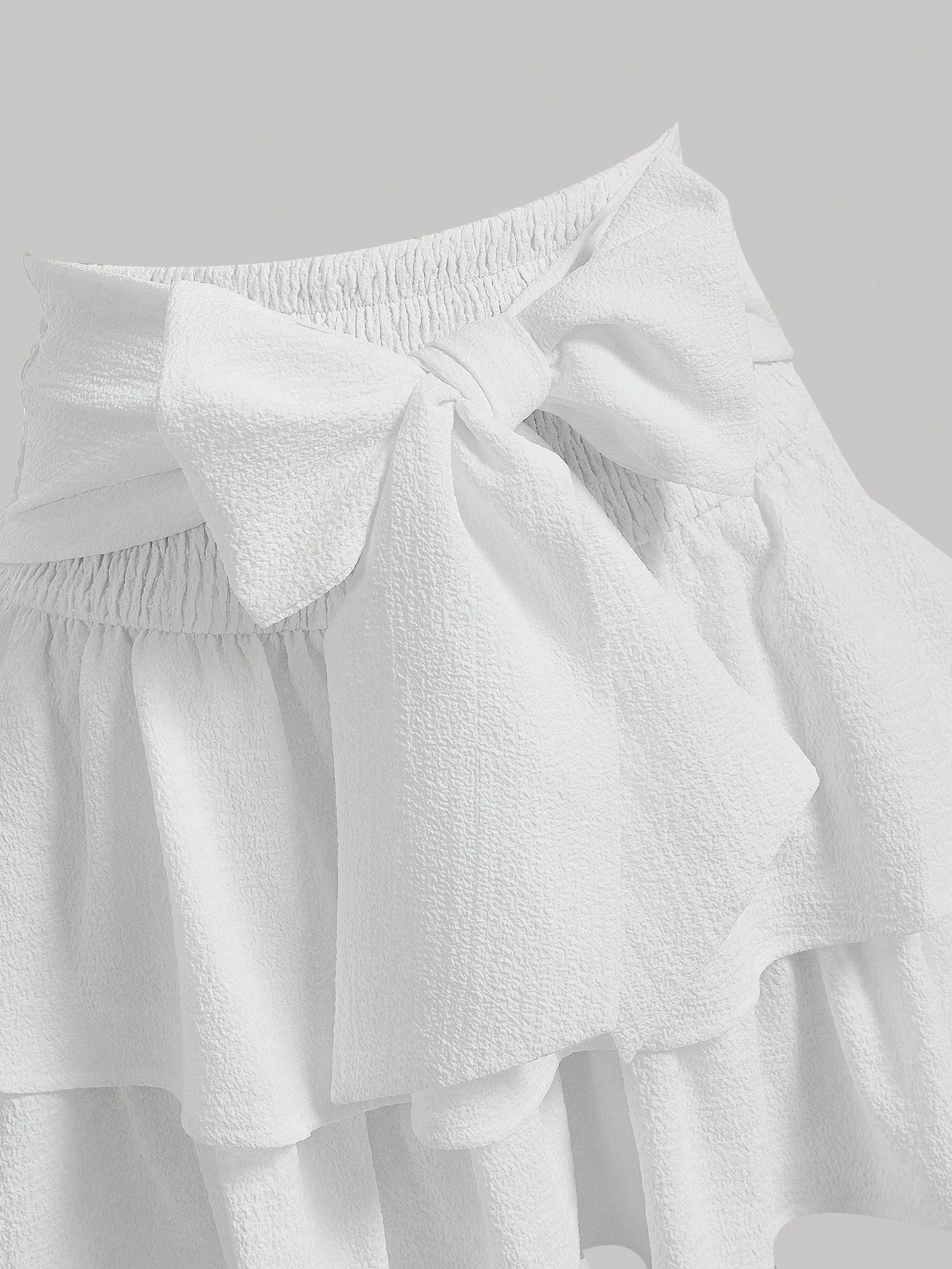 MOD Women White Tied Butterflies Multilayered Cake Hem Summer Skirt
