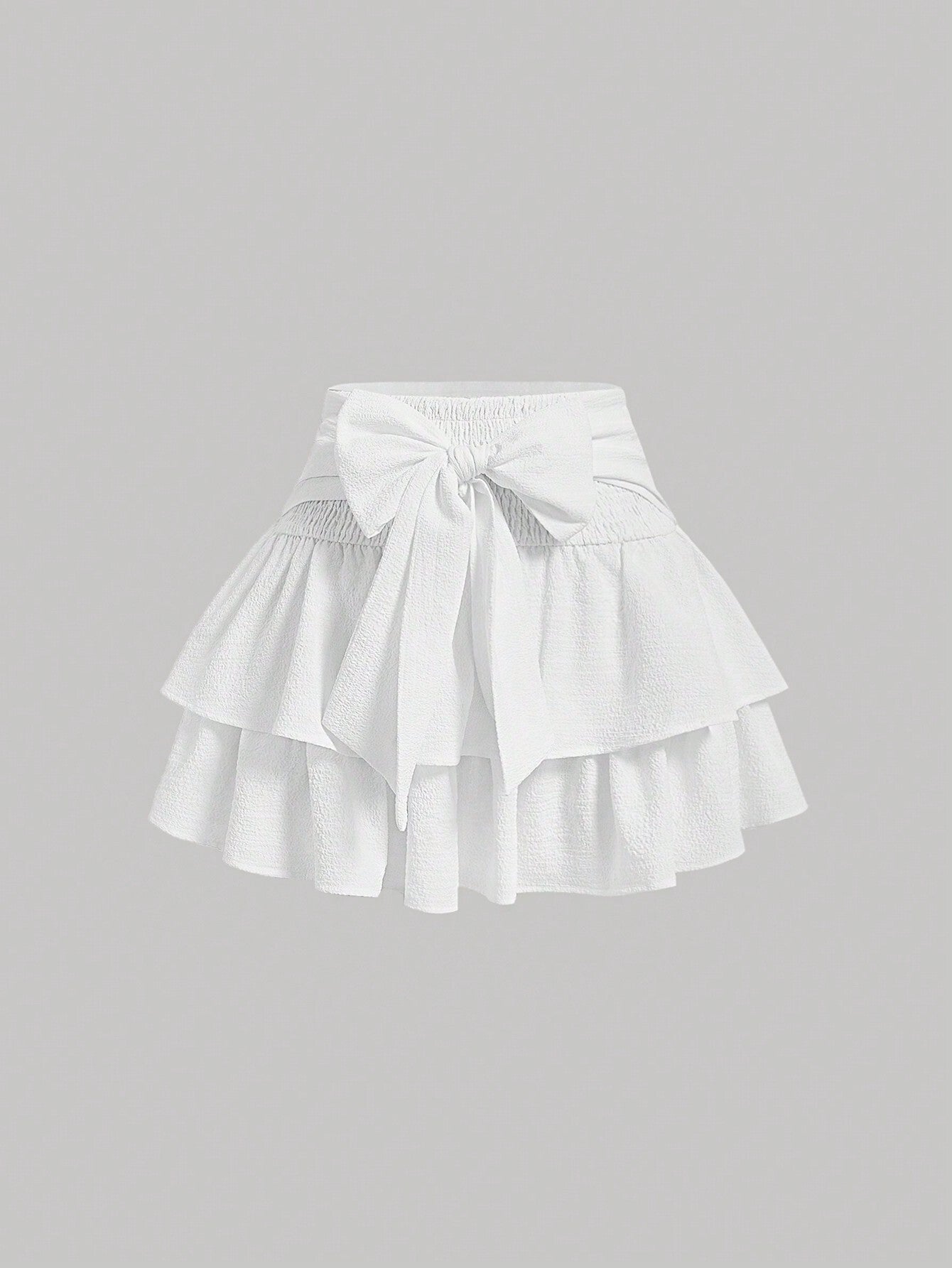 MOD Women White Tied Butterflies Multilayered Cake Hem Summer Skirt