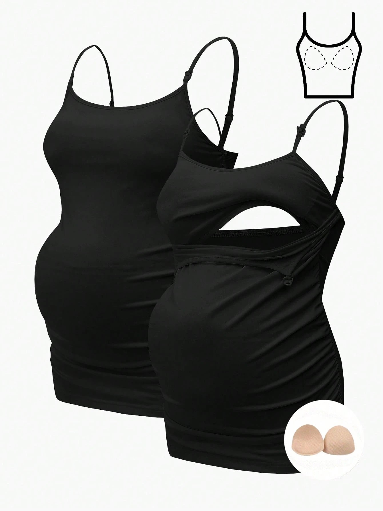 Modmama Pregnant Women Tank Top With Built-In Shelf Bra, Nursing Clothing, White