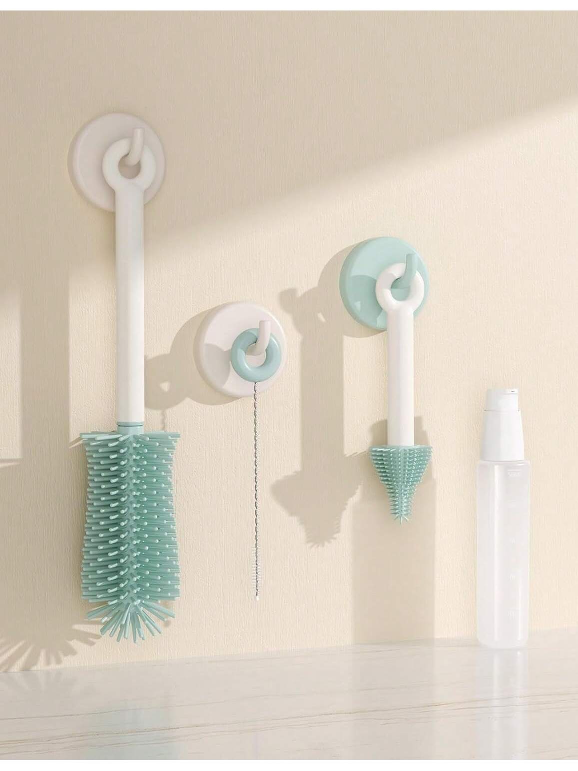 Momcozy Protable Bottle Brush Set- Baby Bottle Cleaner Kit With Silicone Brush, Nipple Brush, Straw Brush, Soap Dispenser, Drying Rack- 6 In 1 Bottle Cleaning Tool For Home And Travel