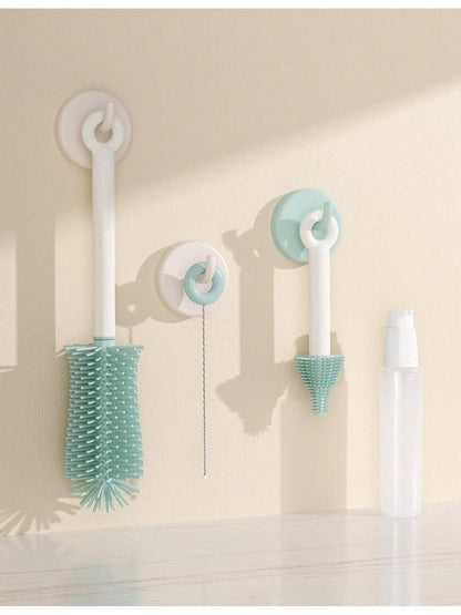 Momcozy Protable Bottle Brush Set- Baby Bottle Cleaner Kit With Silicone Brush, Nipple Brush, Straw Brush, Soap Dispenser, Drying Rack- 6 In 1 Bottle Cleaning Tool For Home And Travel