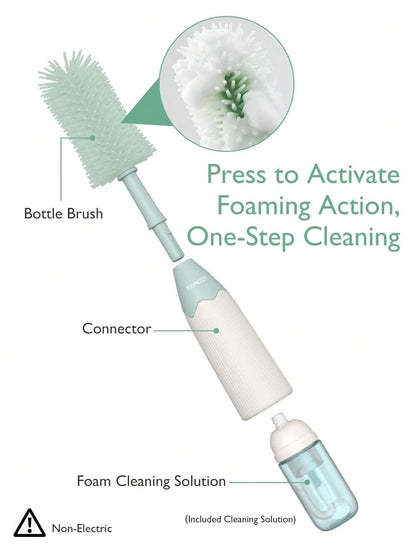 Momcozy Protable Bottle Brush Set- Baby Bottle Cleaner Kit With Silicone Brush, Nipple Brush, Straw Brush, Soap Dispenser, Drying Rack- 6 In 1 Bottle Cleaning Tool For Home And Travel