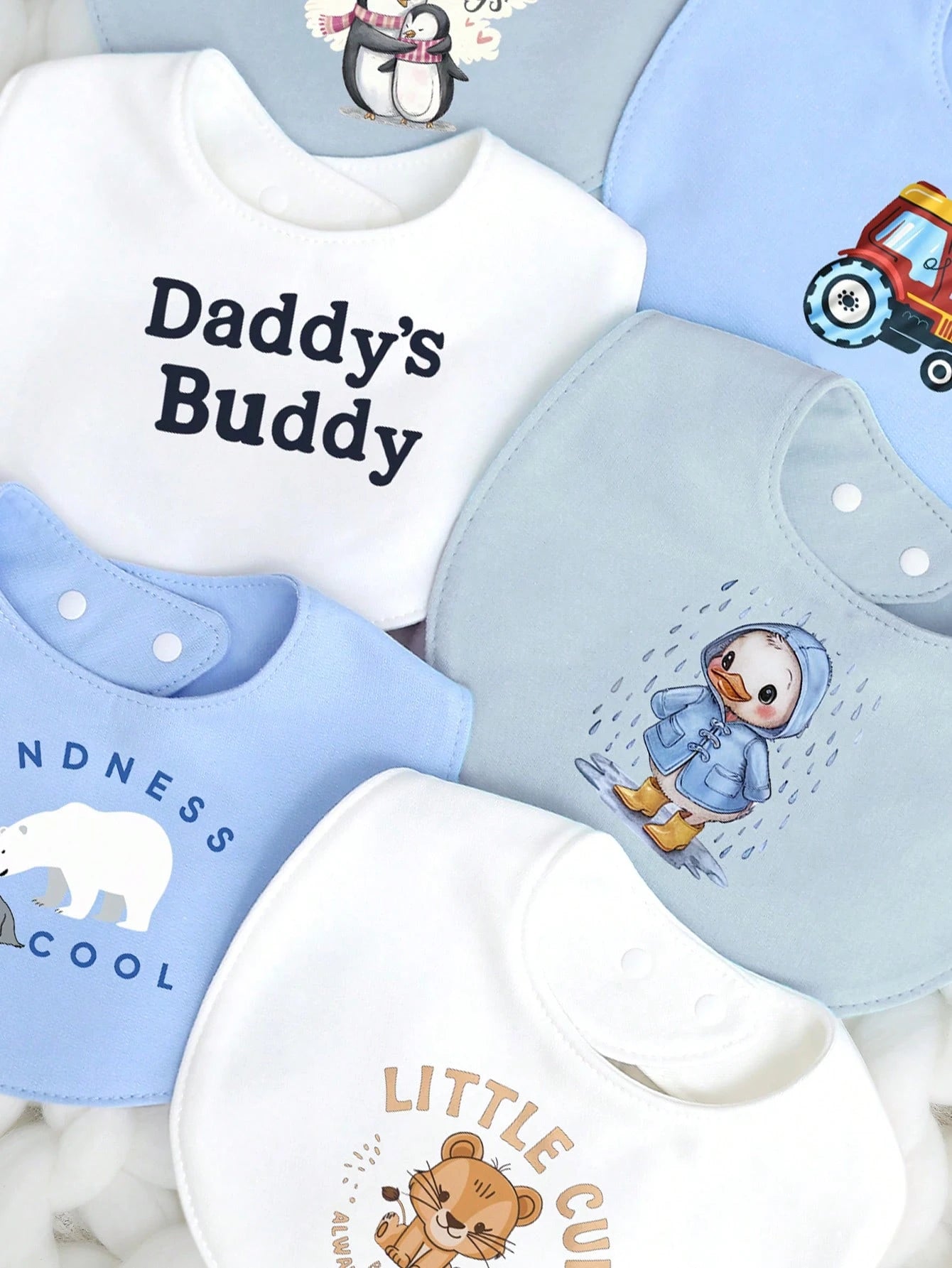 momscare 3pcs Random Baby Boy Bibs With Cute Animal Prints