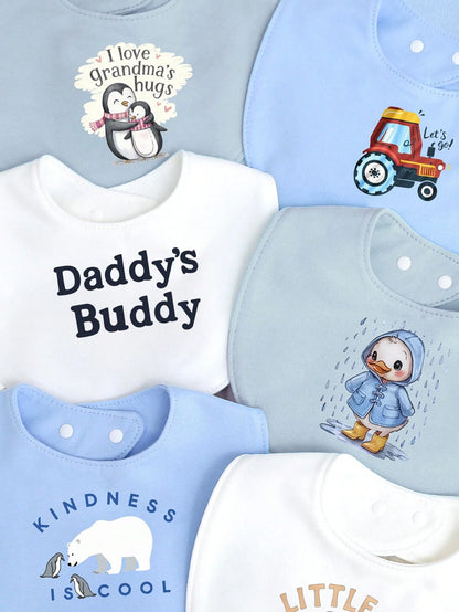 momscare 3pcs Random Baby Boy Bibs With Cute Animal Prints