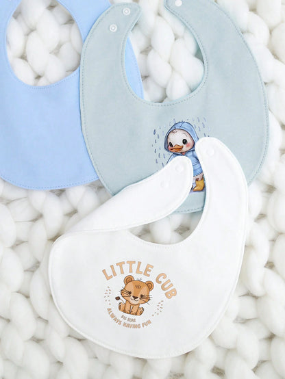 momscare 3pcs Random Baby Boy Bibs With Cute Animal Prints