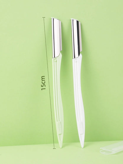 MONKIDS 2pcs Stainless Steel Straight Edge Razor With Protective Cover, Suitable For Men And Women, For Eyebrow Trimming And Shaving, Essential Beauty Care Tool,Makeup,Cheap,Room Decor,Vanity,Travel,B