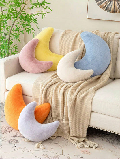 Moon Pillow, Decorative Throw Pillows With Soft Faux Rabbit For Bed Couch, Moon Shaped Pillows Plush Floor Cushions Room Decor Pillow For Sofa Bedroom Living Room, Gifts For Family And Friends