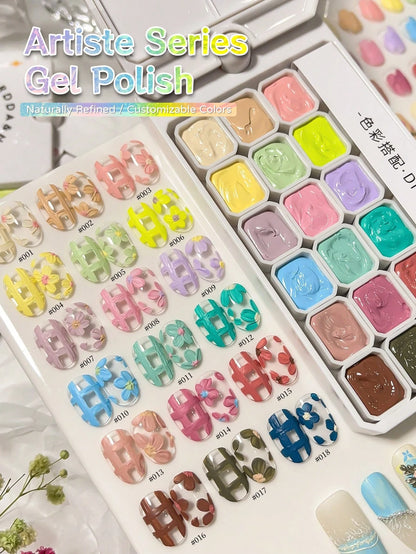 MORDDA 18 Colors Oil Painting Nail Art Gel Set, Vivid Palette For Floral/Lace Designs, Non-Drip Creamy Texture, Professional Nail Art Supplies For Salon & Home Manicure, Gift For Nail Artists