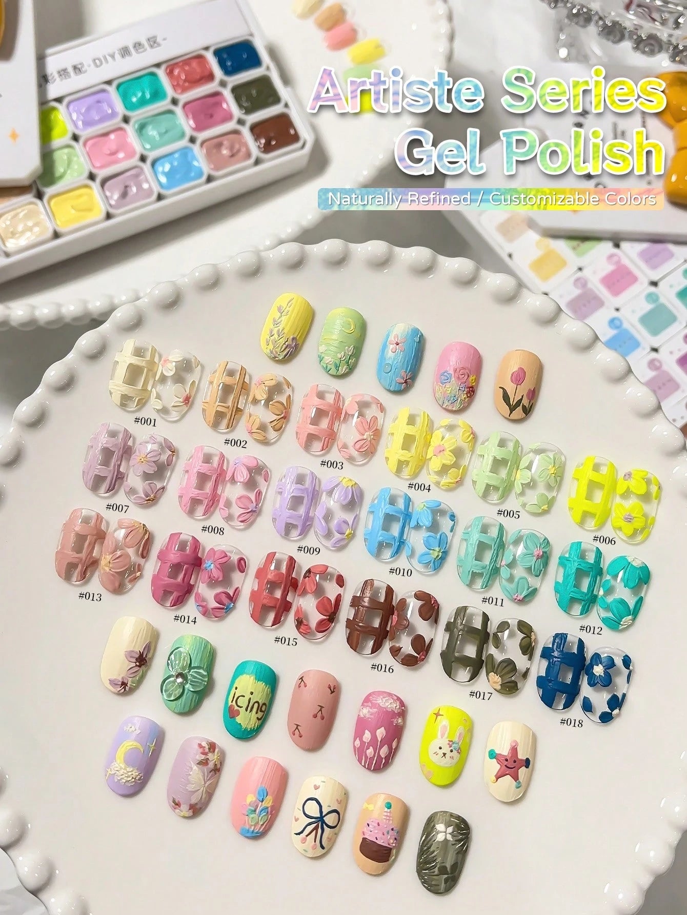 MORDDA 18 Colors Oil Painting Nail Art Gel Set, Vivid Palette For Floral/Lace Designs, Non-Drip Creamy Texture, Professional Nail Art Supplies For Salon & Home Manicure, Gift For Nail Artists