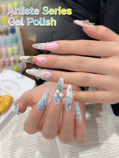 MORDDA 18 Colors Oil Painting Nail Art Gel Set, Vivid Palette For Floral/Lace Designs, Non-Drip Creamy Texture, Professional Nail Art Supplies For Salon & Home Manicure, Gift For Nail Artists