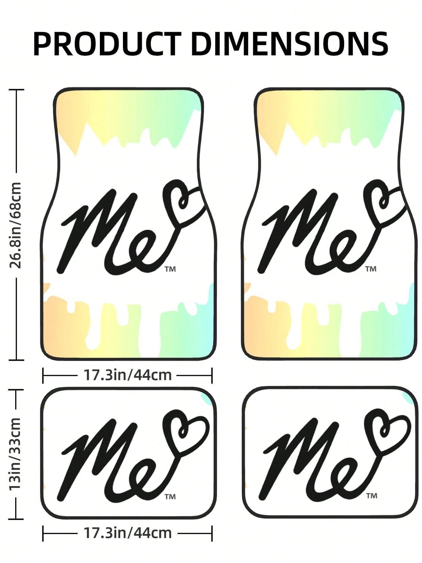 Moriah Elizabeth Me 4-Piece Custom Printed All-Weather Floor Mats- Universal Fit For Suv, Truck, Van| Easy Clean