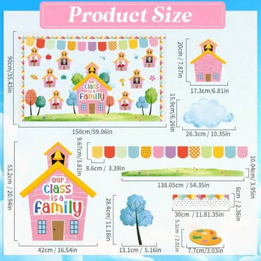 Motivational Bulletin Board Classroom Decoration Our Class Is A Family Picture Frame Bulletin Board Inspirational House Shaped DIY Photo Crafts Cutouts For Back To School Teacher Office Wall Supplies