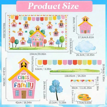 Motivational Bulletin Board Classroom Decoration Our Class Is A Family Picture Frame Bulletin Board Inspirational House Shaped DIY Photo Crafts Cutouts For Back To School Teacher Office Wall Supplies