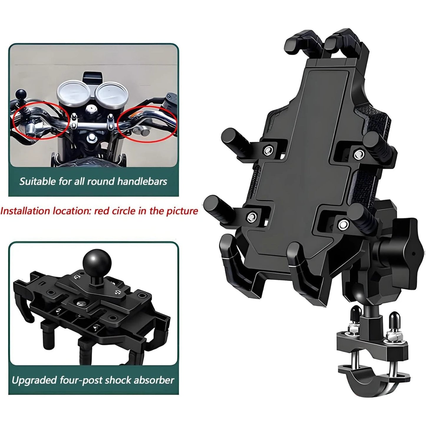 Motorcycle Navigation Bracket Motorcycle Bicycle Electric Vehicle Riding Mobile Phone Holder Anti Shock And Drop Phone GPS Holder