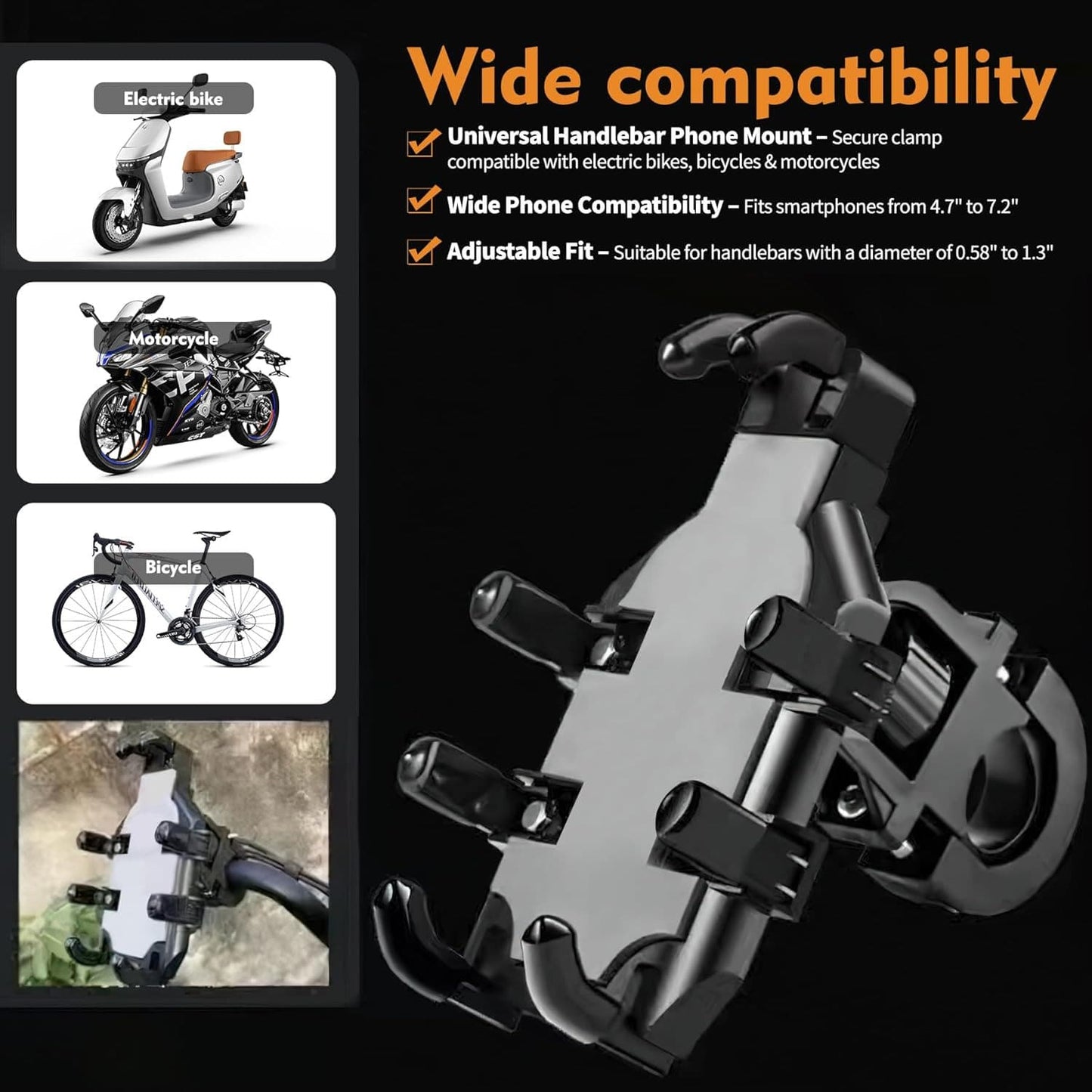 Motorcycle Navigation Bracket Motorcycle Bicycle Electric Vehicle Riding Mobile Phone Holder Anti Shock And Drop Phone GPS Holder