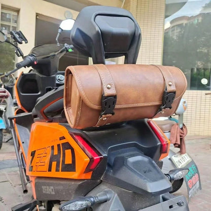 Motorcycle Tool Bag, Front Fork PU Leather Saddle Bag, Bar Handle, Motorcycle Fork Storage Bag, With 2 Reinforced Straps, Universal Bicycle Car Motorcycle Bag, Jinjila 300 Scooter Electric Vehicle Mod